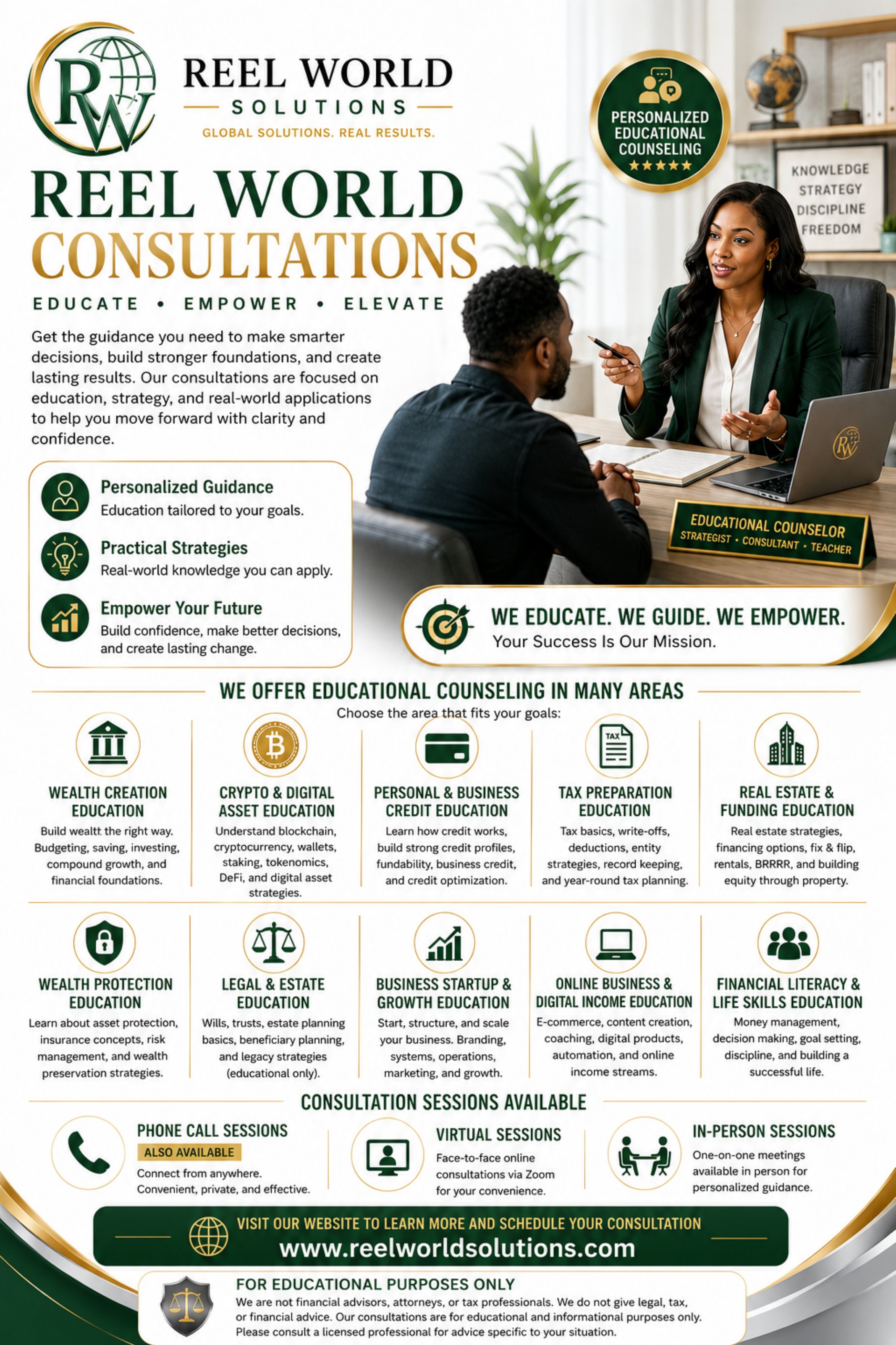 Reel World Solutions consultations flyer